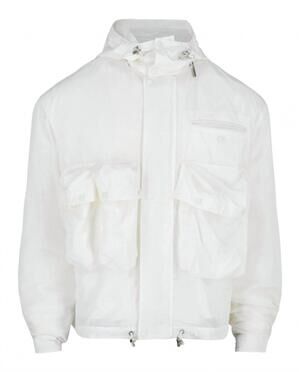 NEW SALVATORE FERRAGAMO men's hooded utility jacket in white